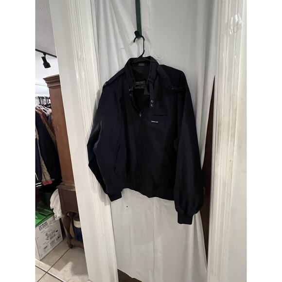 Vintage 1980s Members Only Navy Blue Men’s Classic Iconic Racer Jacket - Picture 1 of 9